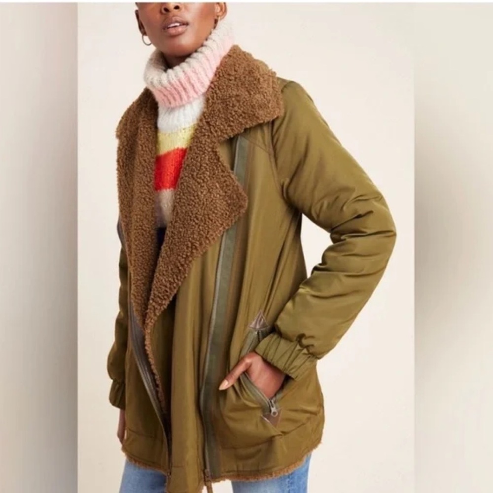 Anthropologie Fleece Lined Bomber Jacket